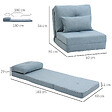 HOMCOM - Fauteuil convertible chauffeuse inclinable - coussin inclus - tissu bleu clair - vignette