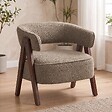 HOMCOM - Fauteuil relax design bouclette - dossier enveloppant grand confort - bois marron - vignette