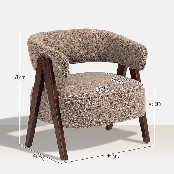 HOMCOM - Fauteuil relax design bouclette - dossier enveloppant grand confort - bois marron - large