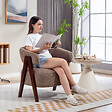 HOMCOM - Fauteuil relax design bouclette - dossier enveloppant grand confort - bois marron - vignette