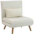 HOMCOM - Fauteuil convertible design scandinave - coussin - bois tissu crème - vignette
