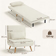 HOMCOM - Fauteuil convertible design scandinave - coussin - bois tissu crème - vignette