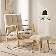 HOMCOM - Fauteuil à bascule tissu laine bouclée matelasée avec repose-pieds style nordique beige - vignette