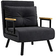 HOMCOM - Fauteuil convertible 3 en 1 chauffeuse lit dossier réglable coussin accoudoirs bois velours noir - vignette