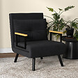 HOMCOM - Fauteuil convertible 3 en 1 chauffeuse lit dossier réglable coussin accoudoirs bois velours noir - vignette