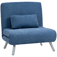 HOMCOM - Fauteuil convertible réglable design moderne piètement incliné métal tissu bleu - vignette