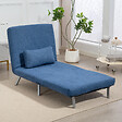 HOMCOM - Fauteuil convertible réglable design moderne piètement incliné métal tissu bleu - vignette