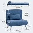 HOMCOM - Fauteuil convertible réglable design moderne piètement incliné métal tissu bleu - vignette