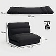 HOMCOM - Fauteuil convertible fauteuil paresseux grand confort inclinaison dossier multipositions 90°-180° tissu noir - vignette