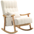HOMCOM - Fauteuil à bascule style Chesterfield bois tissu toucher lin beige - vignette