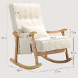 HOMCOM - Fauteuil à bascule style Chesterfield bois tissu toucher lin beige - vignette