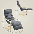 HOMCOM - Fauteuil salon velours avec repose-pieds réglable gris foncé - vignette
