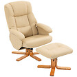 HOMCOM - Fauteuil relax inclinable pivotant avec repose-pied piètement bois clair synthétique beige - vignette
