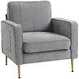 HOMCOM - Fauteuil style art déco piètement métal doré tissu gris clair - vignette