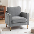 HOMCOM - Fauteuil style art déco piètement métal doré tissu gris clair - vignette