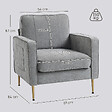 HOMCOM - Fauteuil style art déco piètement métal doré tissu gris clair - vignette