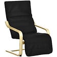 HOMCOM - Fauteuil style nordique - repose-pied réglable - déhoussable - bois de bouleau tissu noir - vignette