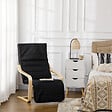 HOMCOM - Fauteuil style nordique - repose-pied réglable - déhoussable - bois de bouleau tissu noir - vignette