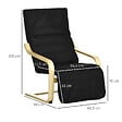 HOMCOM - Fauteuil style nordique - repose-pied réglable - déhoussable - bois de bouleau tissu noir - vignette