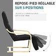 HOMCOM - Fauteuil style nordique - repose-pied réglable - déhoussable - bois de bouleau tissu noir - vignette