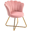 HOMCOM - Fauteuil design coquillage piètement acier doré velours rose poudré - vignette