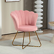 HOMCOM - Fauteuil design coquillage piètement acier doré velours rose poudré - vignette