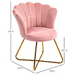HOMCOM - Fauteuil design coquillage piètement acier doré velours rose poudré - vignette