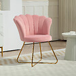 HOMCOM - Fauteuil design coquillage piètement acier doré velours rose poudré - vignette