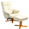 HOMCOM - Fauteuil relax inclinable style contemporain repose-pieds coffre rangement revêtement synthétique acier bois crème - vignette