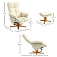 HOMCOM - Fauteuil relax inclinable style contemporain repose-pieds coffre rangement revêtement synthétique acier bois crème - vignette