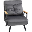 HOMCOM - Fauteuil convertible 3 en 1 chauffeuse lit dossier réglable coussin accoudoirs bois velours anthracite - vignette