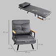 HOMCOM - Fauteuil convertible 3 en 1 chauffeuse lit dossier réglable coussin accoudoirs bois velours anthracite - vignette