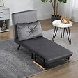 HOMCOM - Fauteuil convertible 3 en 1 chauffeuse lit dossier réglable coussin accoudoirs bois velours anthracite - vignette