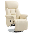 HOMCOM - Fauteuil relax inclinable repose-pied réglable pivotant 360° piètement métal chromé revêtement synthétique crème - vignette