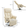 HOMCOM - Fauteuil relax inclinable repose-pied réglable pivotant 360° piètement métal chromé revêtement synthétique crème - vignette