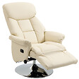 HOMCOM - Fauteuil relax inclinable repose-pied réglable pivotant 360° piètement métal chromé revêtement synthétique crème - vignette
