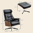 HOMCOM - Fauteuil relax avec repose-pieds - ensemble lounge chair design - acier chromé bois eucalyptus synthétique noir - vignette