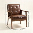 HOMCOM - Fauteuil de salon lounge design Chesterfield bois hévéa foncé synthétique chocolat - vignette