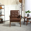 HOMCOM - Fauteuil de salon lounge design Chesterfield bois hévéa foncé synthétique chocolat - vignette