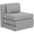 HOMCOM - Matelas lit fauteuil futon chauffeuse pliable pliant longueur 203 cm coussin inclus tissu effet lin gris chiné - vignette