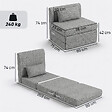 HOMCOM - Matelas lit fauteuil futon chauffeuse pliable pliant longueur 203 cm coussin inclus tissu effet lin gris chiné - vignette