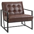 HOMCOM - Fauteuil lounge Chesterfield assise dossier capitonnés structure métal noir revêtement synthétique chocolat - vignette