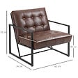 HOMCOM - Fauteuil lounge Chesterfield assise dossier capitonnés structure métal noir revêtement synthétique chocolat - vignette