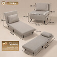 HOMCOM - Fauteuil convertible lit chaise longue 3 en 1 tissu taupe - vignette