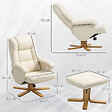 HOMCOM - Fauteuil relax inclinable pivotant avec repose-pied piètement bois clair synthétique crème - vignette