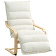 HOMCOM - Fauteuil salon style nordique repose-pieds réglable bois coussin matelassé crème - vignette