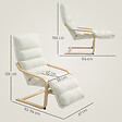 HOMCOM - Fauteuil salon style nordique repose-pieds réglable bois coussin matelassé crème - vignette