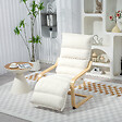 HOMCOM - Fauteuil salon style nordique repose-pieds réglable bois coussin matelassé crème - vignette