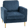 HOMCOM - Fauteuil style art déco piètement métal doré tissu bleu - vignette