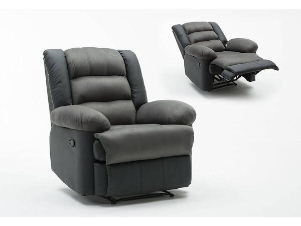 HABITAT ET JARDIN - Fauteuil relax "Buckingham" - 85 x 93 x 100 cm - Blanc / Gris clair - large